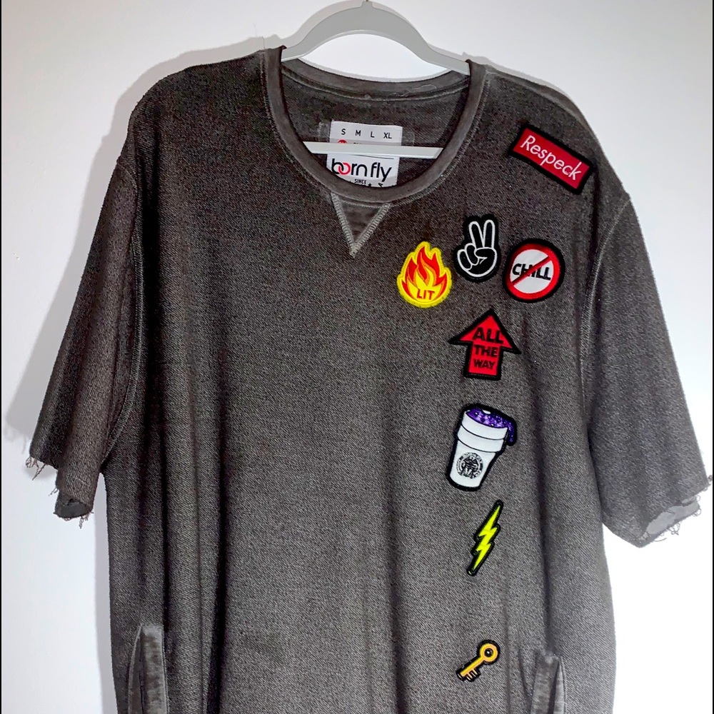 Born Fly patched shirt